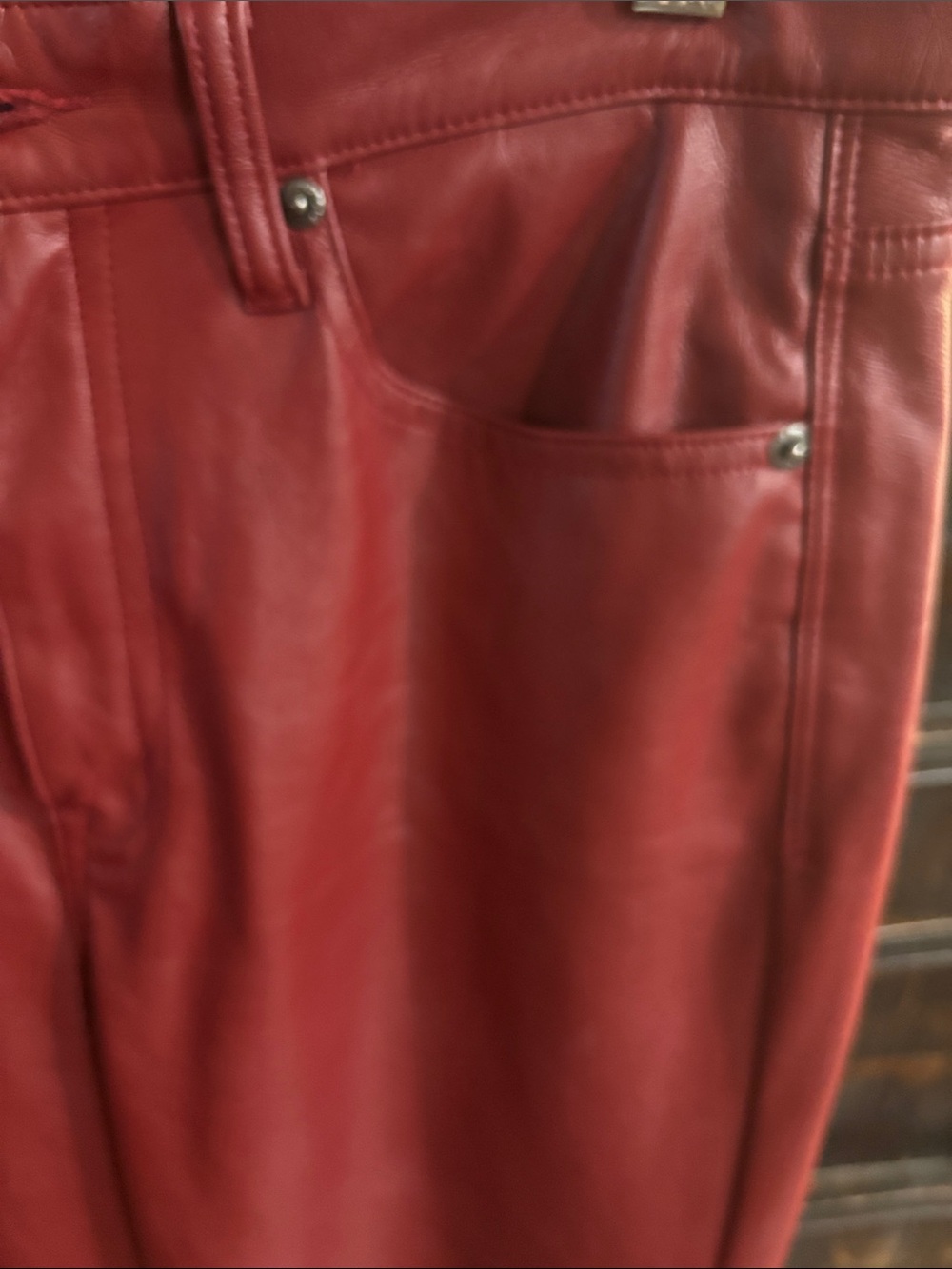 pistola Cassie faux crimson leather straight-leg pants size 28 - Picture 6 of 6